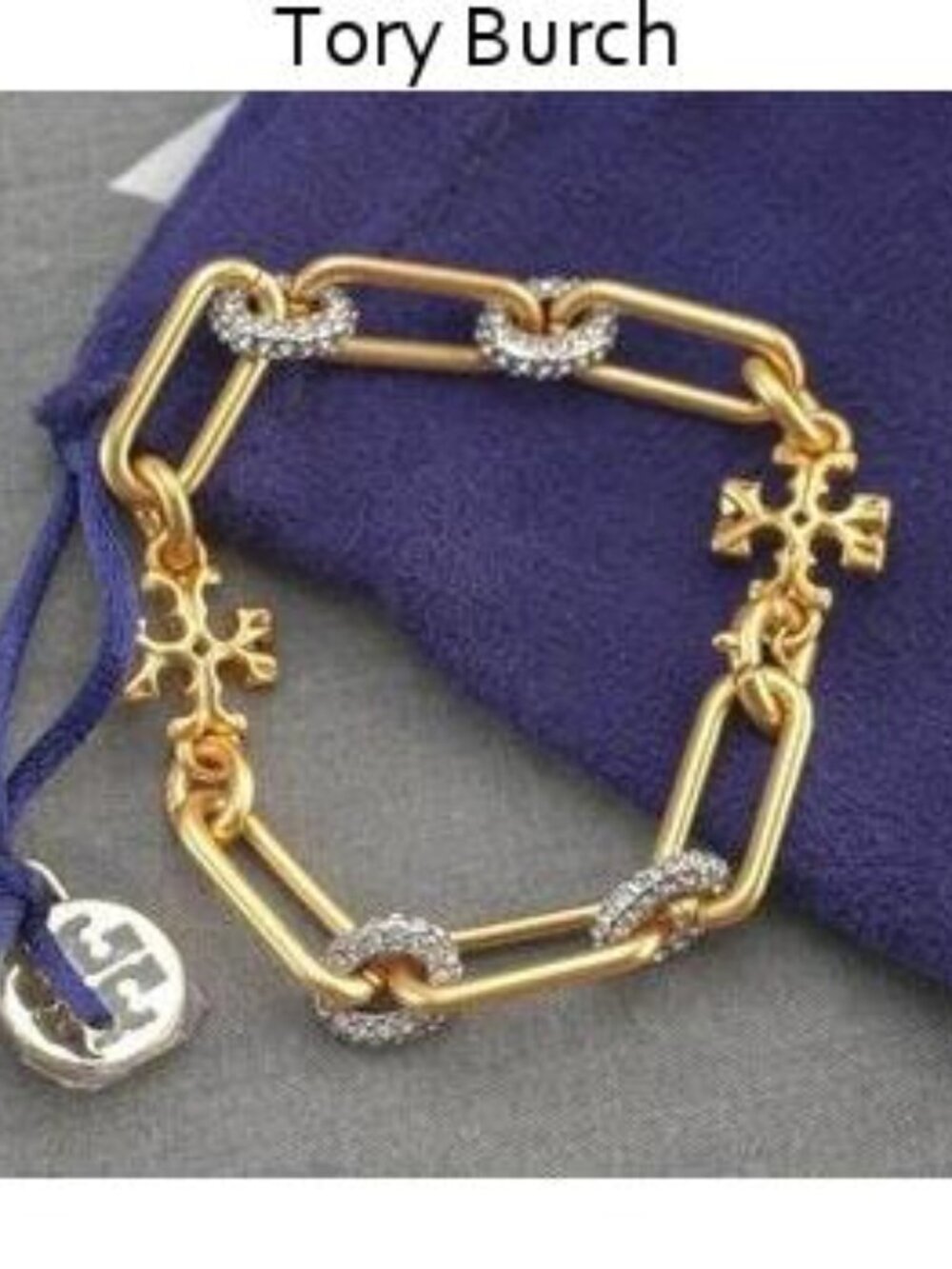 Tory Burch Roxanne Chain Pav?? Bracelet in Gold (BRAND NEW)
